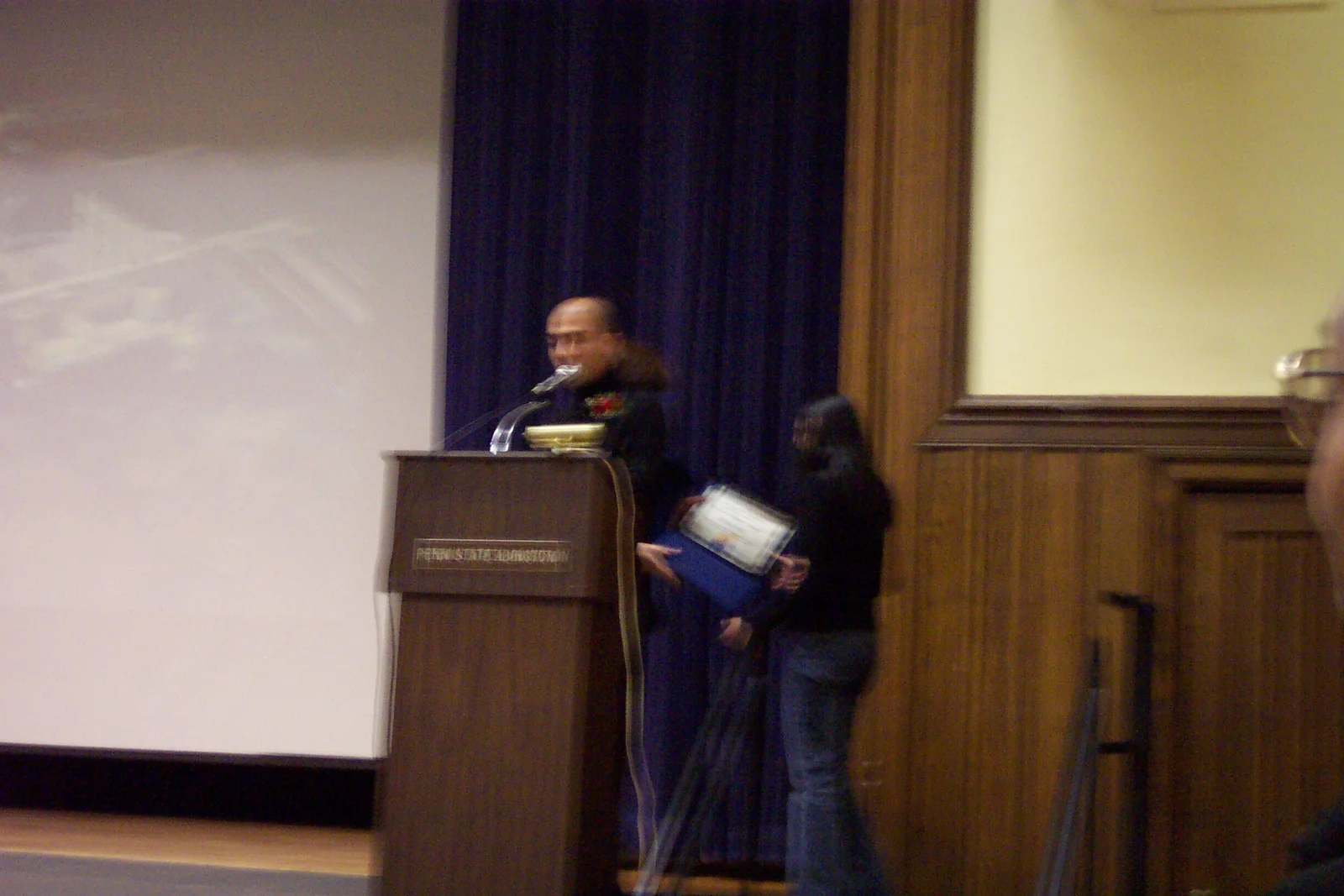 This woman ascended to the stage to accept her award.