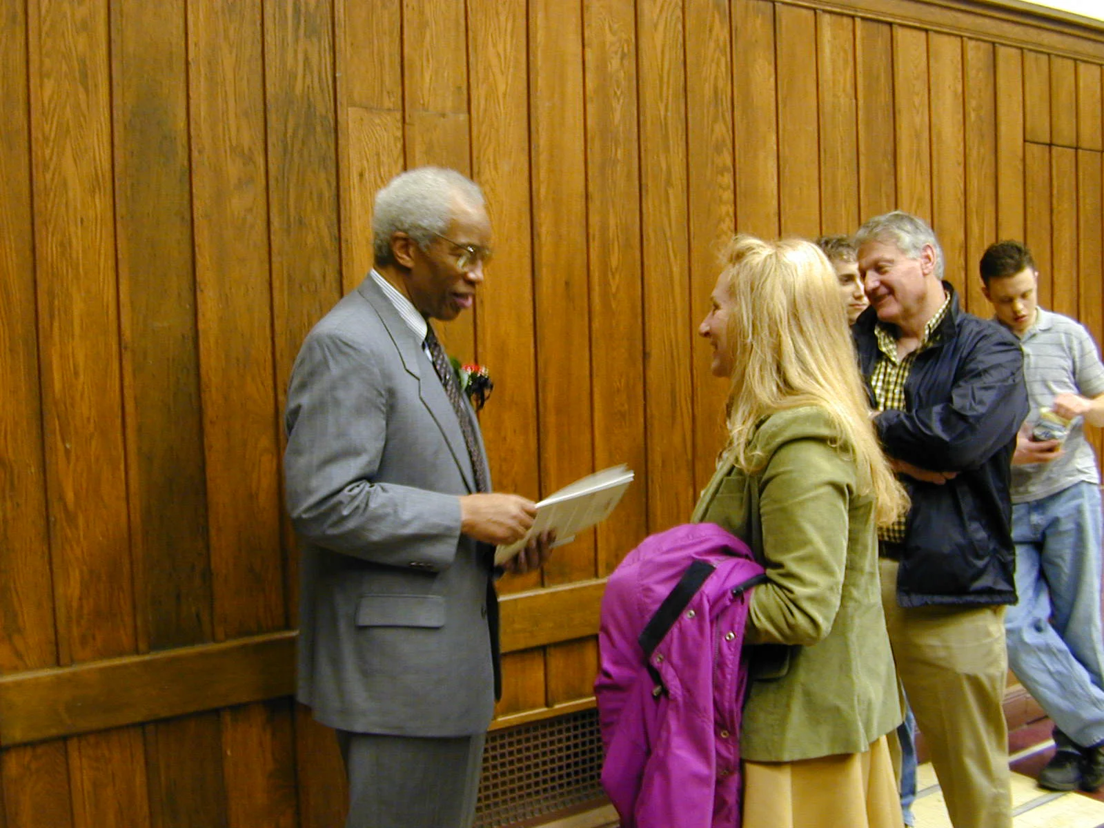 Professor Janice Margle (Engineering), shares a few words with Dr. Bluford. 