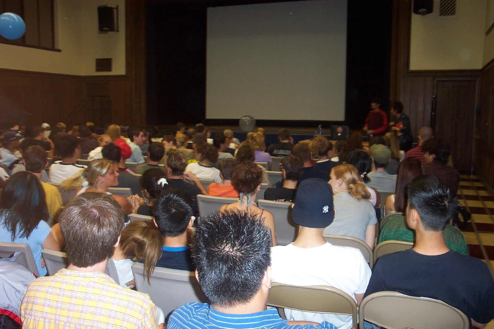 Students waited in the auditorium for the presentation to begin.