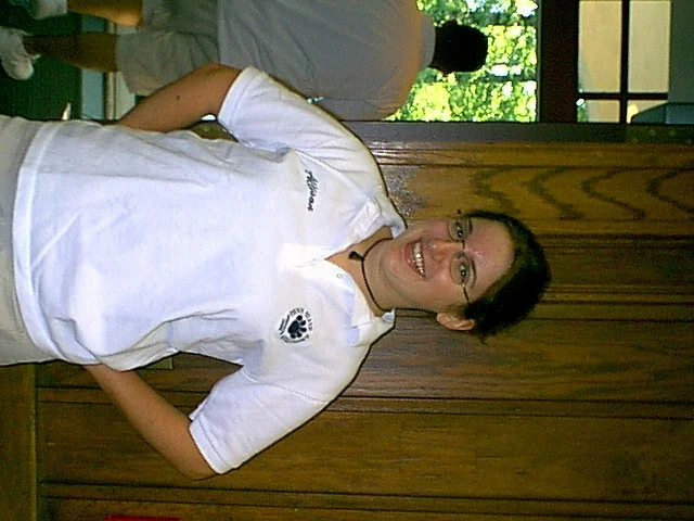 Allison greeted people as they entered the Sutherland auditorium with Mark Cymmerman in the morning when this picture was taken.