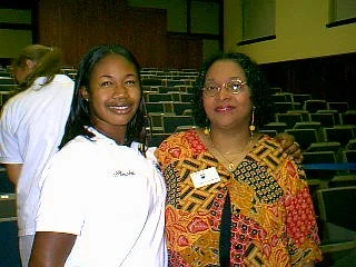 Ms. Yvonne Thompson, EOP coordinator, poses with Marcia.