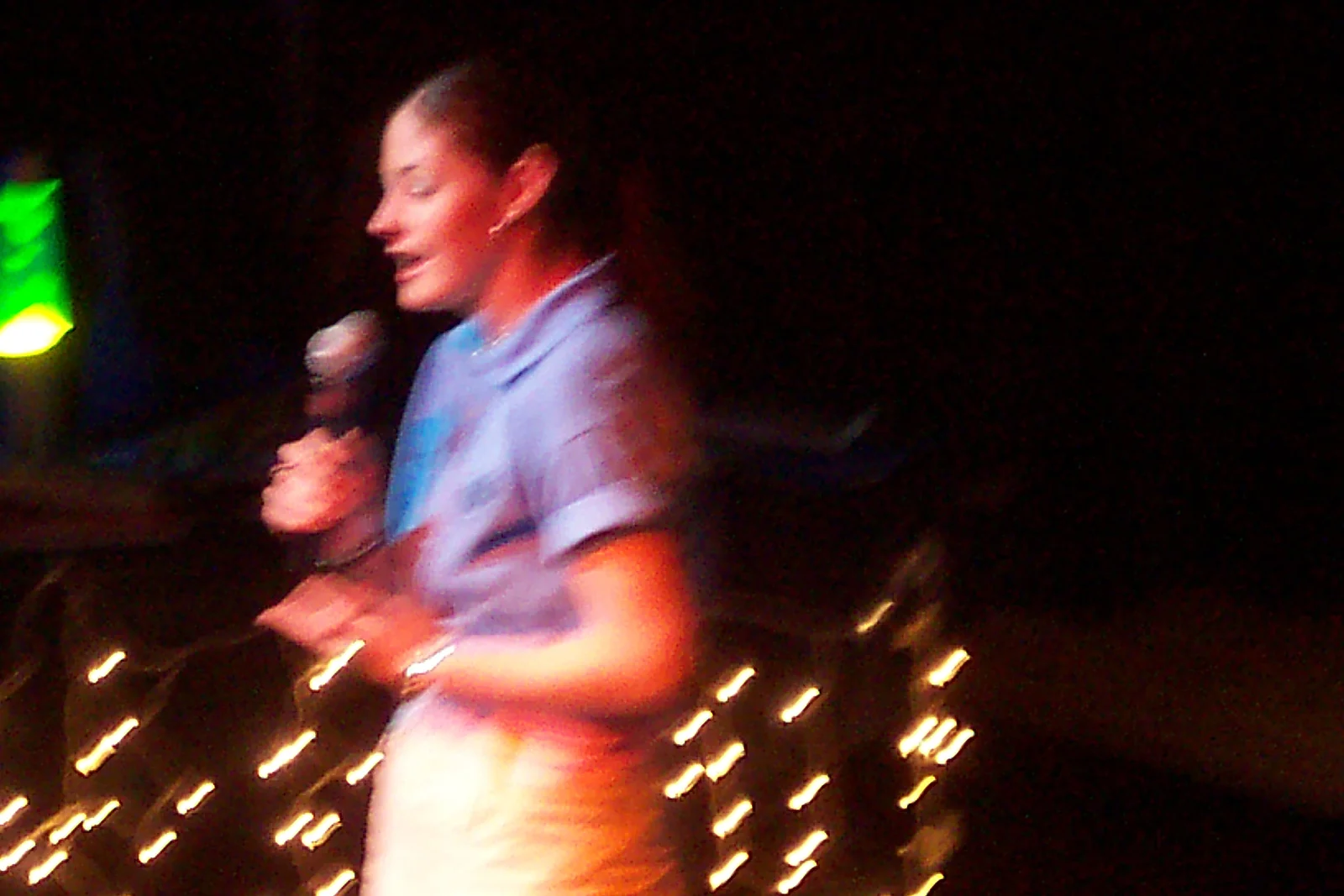 A close-up of Ashley during her speech.