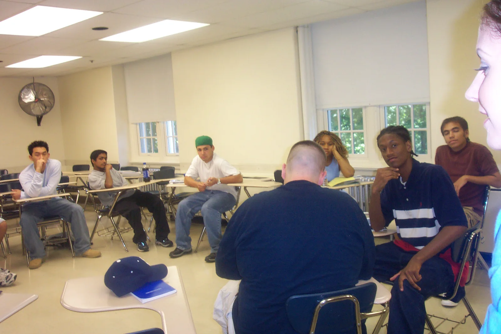 Half of Ashley Martin's face is visible in her one-on-one session, held in room 211 Sutherland. 
