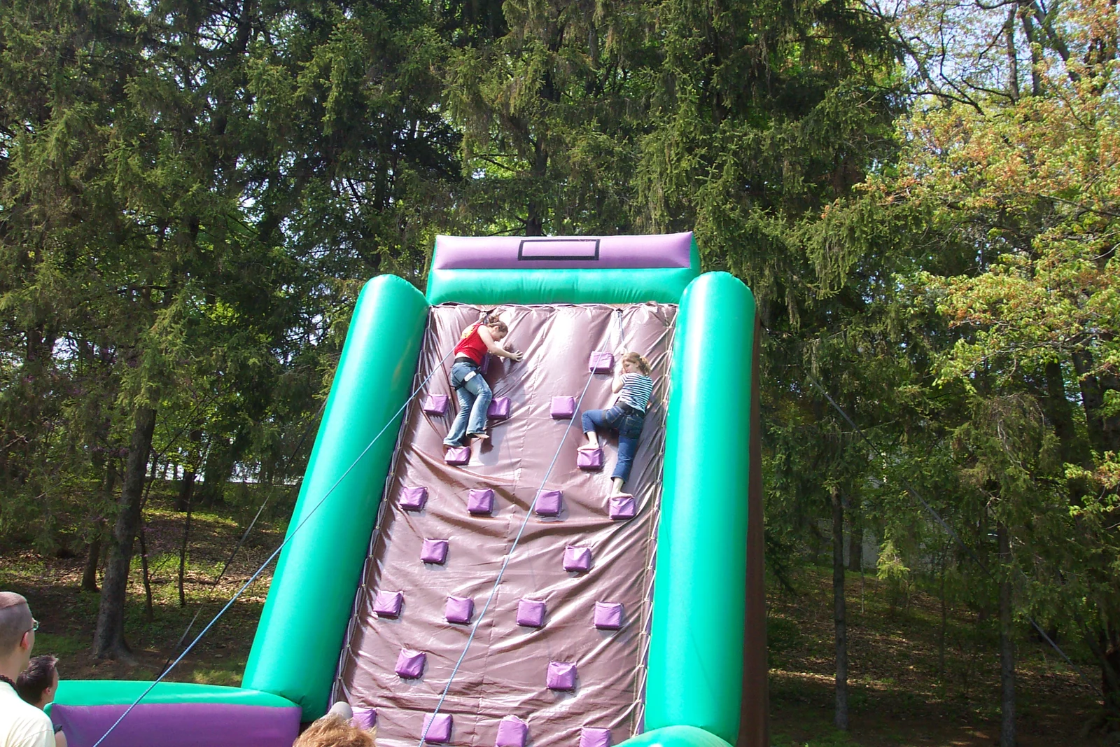 Julia Cheskis wraps up the day by climbing the wall. 