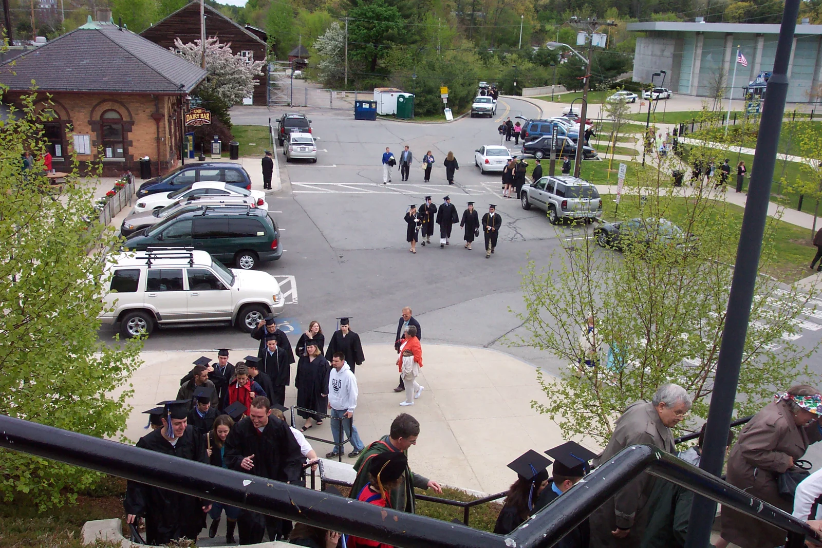 Reminiscent of Penn State Abington's campus, these stairs lead up from the parking lot to the stadium.