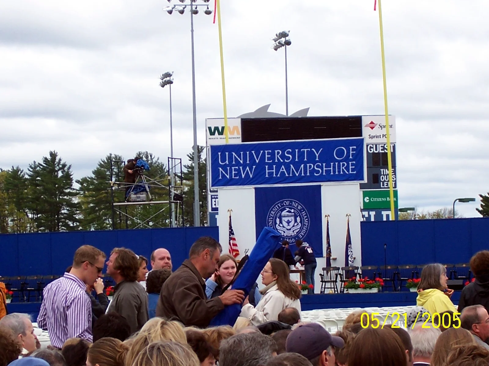 A closeup of the podium area before the ceremony began.