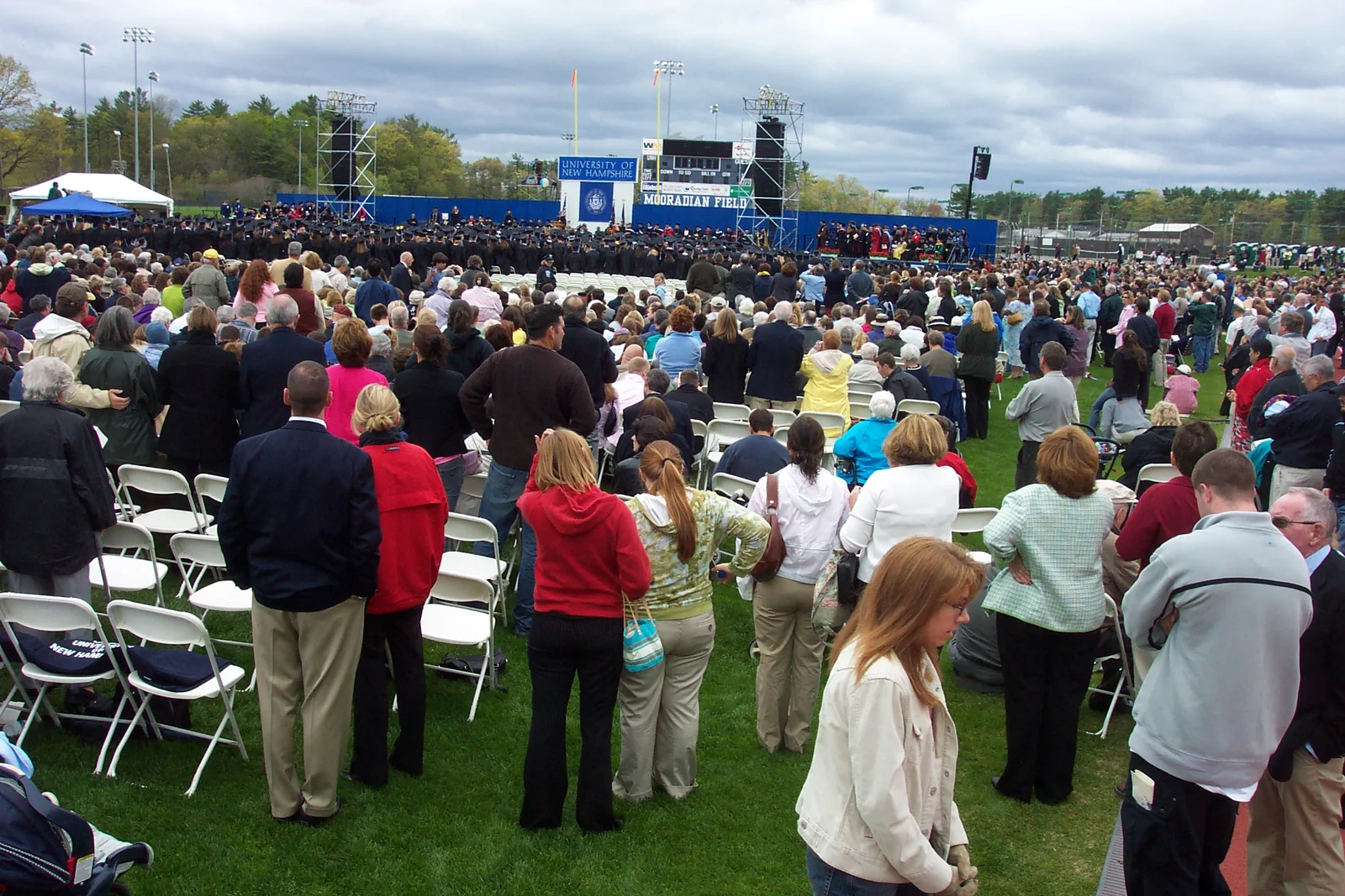 Doctoral students were called by name, while other degrees were awarded silently at the same time.