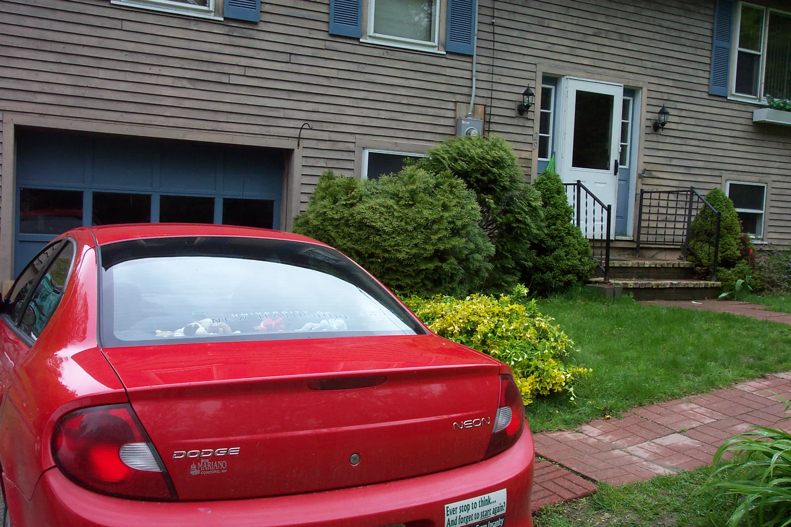 Sarah pasted two "UNH Alumni" stickers to add to her car's collection. Note the other stickers in the lower right corner (see large image).