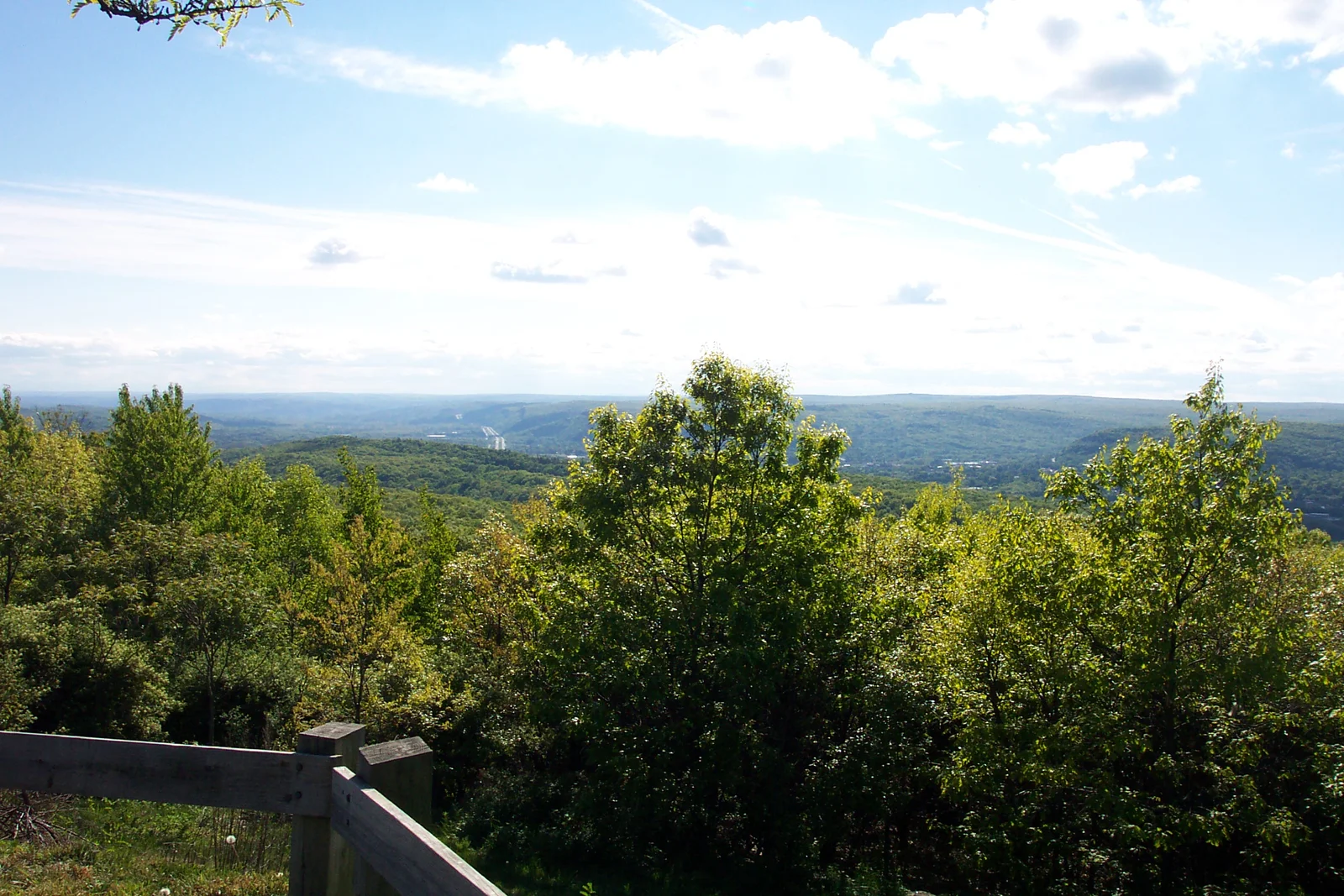 In Port Jervis, New York, there is an overlook off the road where motorists can see for miles. 