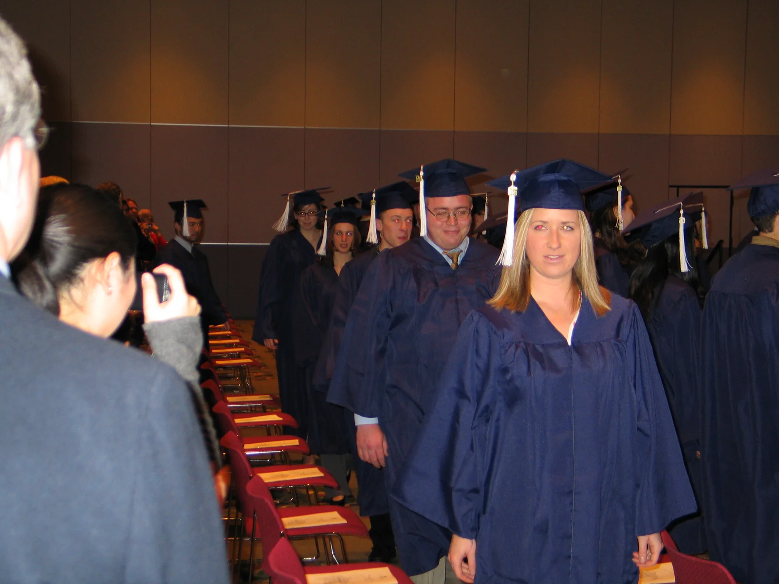 No diplomas were awarded at this ceremony, so the tassels remained on the right side.