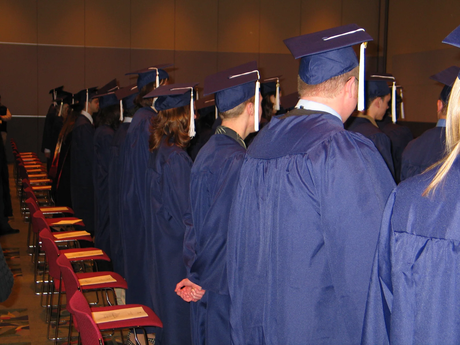 Steve Sokolowski is visible here, third from right, as the ceremonies were called to order. 