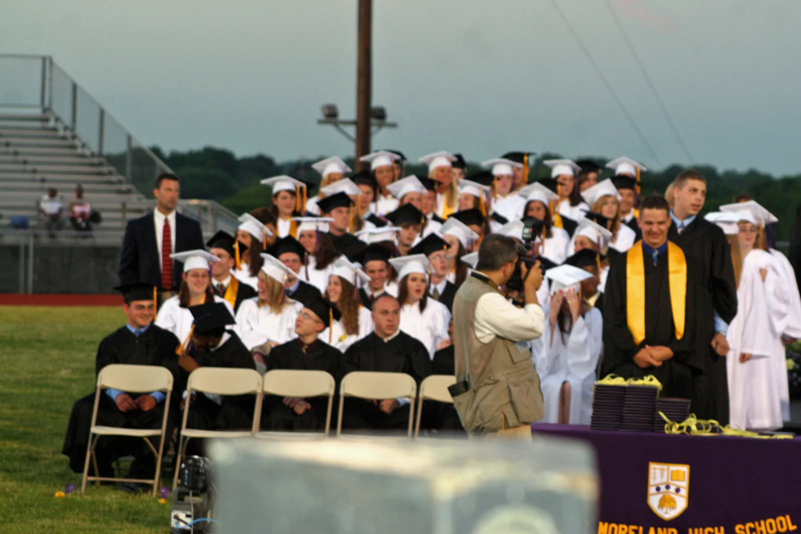 The conferral of degrees began on the left of each section and proceeded up and then down to the right, leaving Chris for last. 