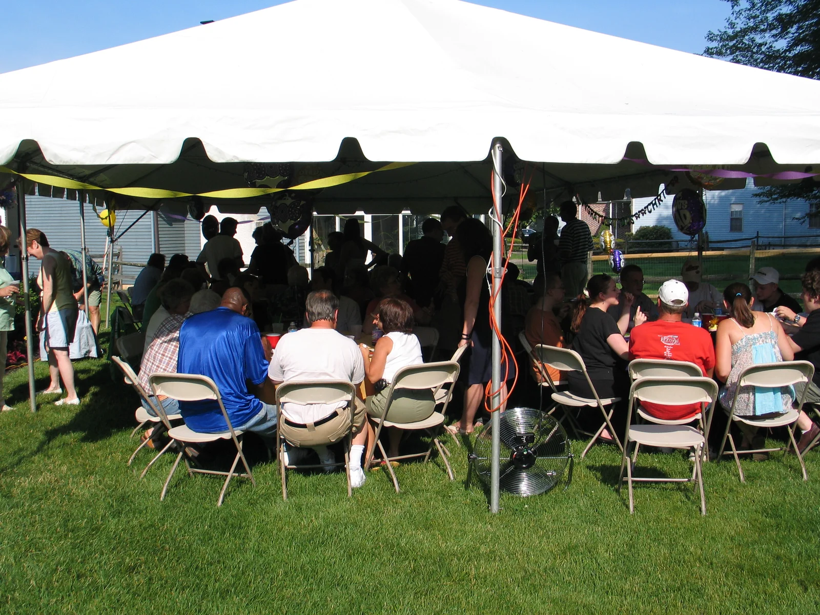 A view of the main tent during the party, facing toward the Altimaris' house. 