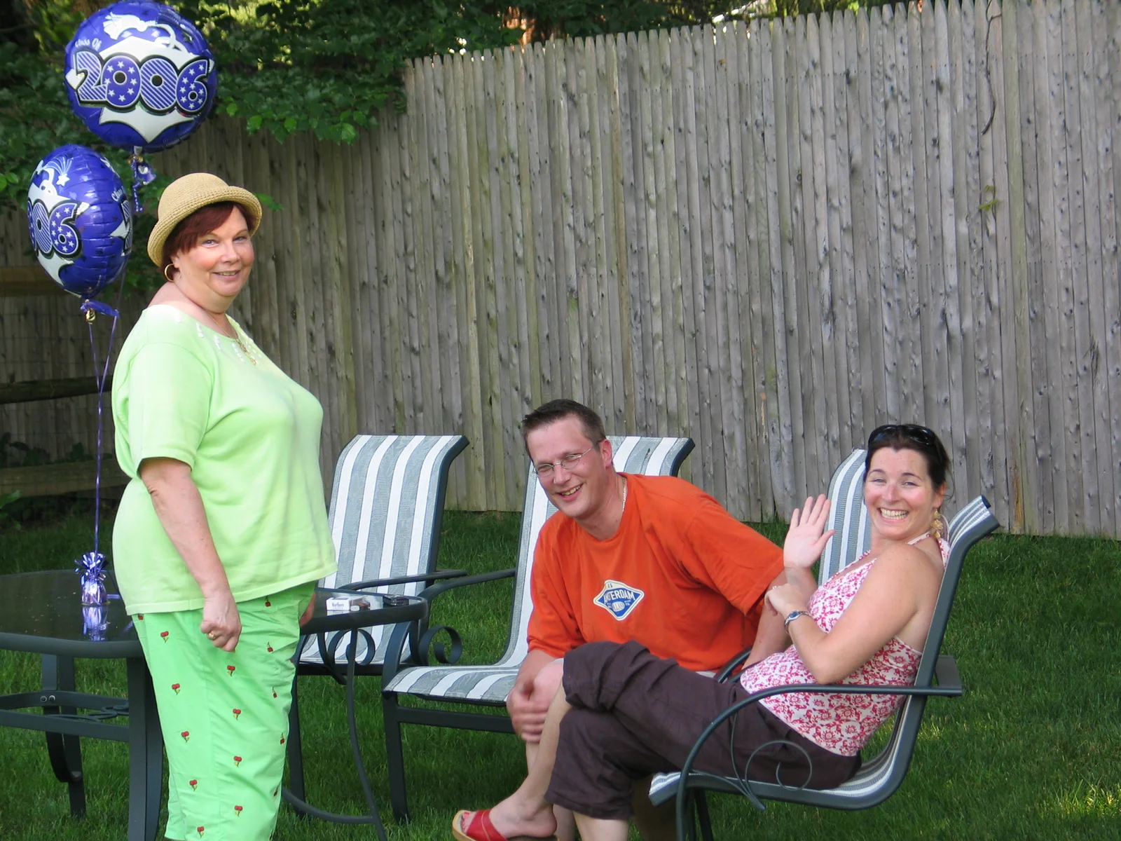 Rita Wilkowski, her son Jeff, and his fiancé Katie are exceedingly happy in this shot.