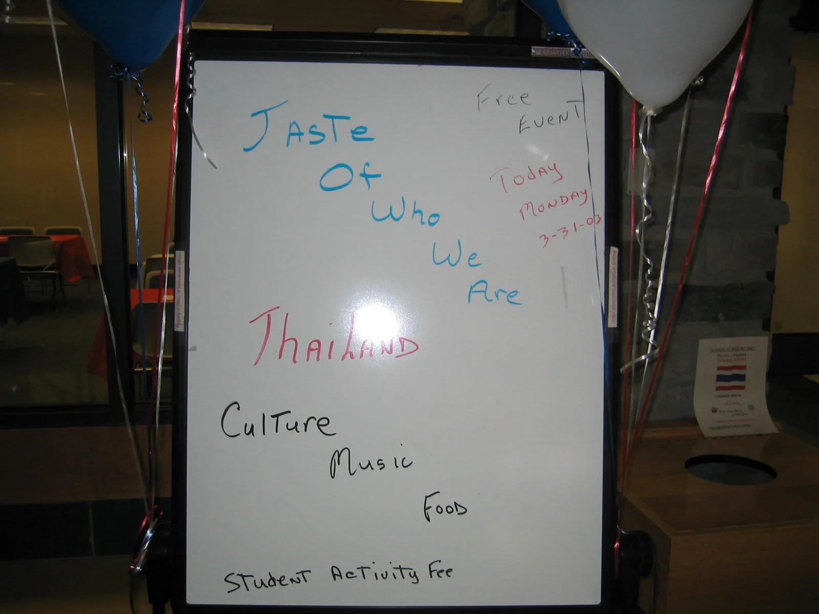The Banners of Hope were posted inside room 108 Lares during A Taste of Who We Are: Thailand. 