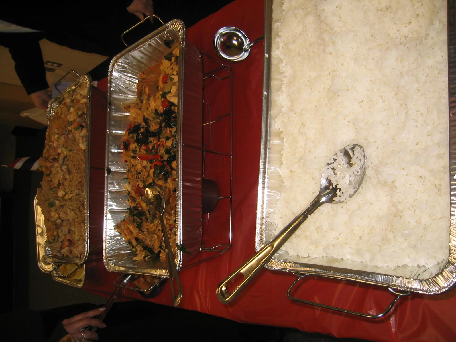 The food was beginning to disappear as soon as the door opened. 