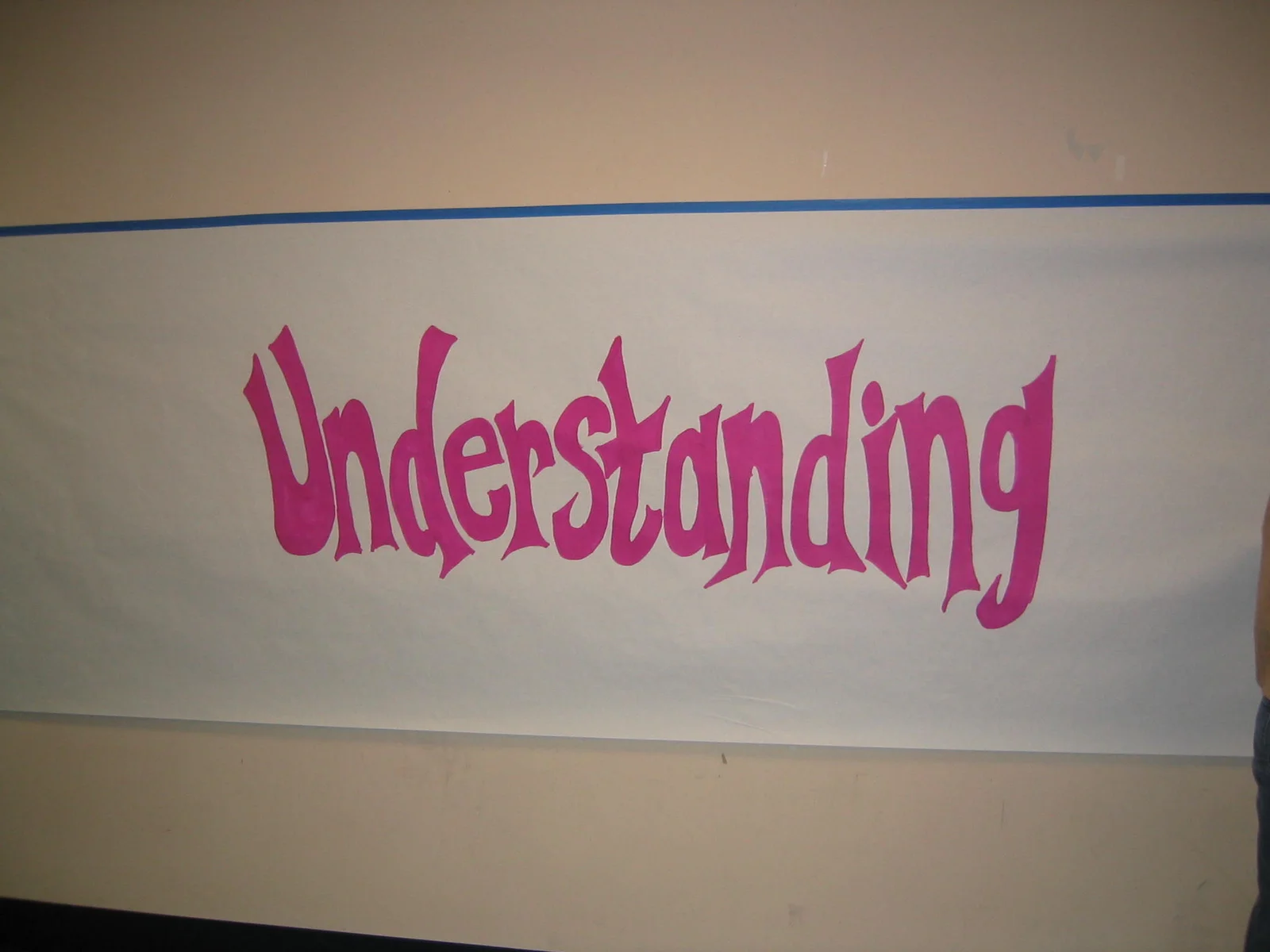 This banner allowed students to express their views on the issue of understanding by writing a short comment below the word. 