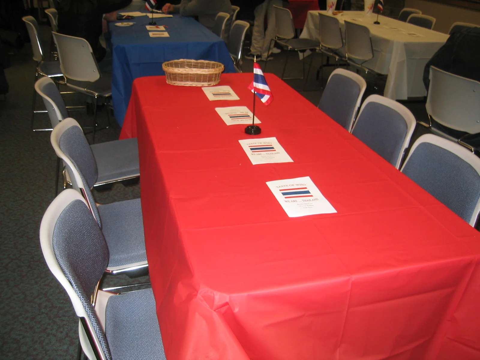 Look at the empty tables waiting for students to arrive! 