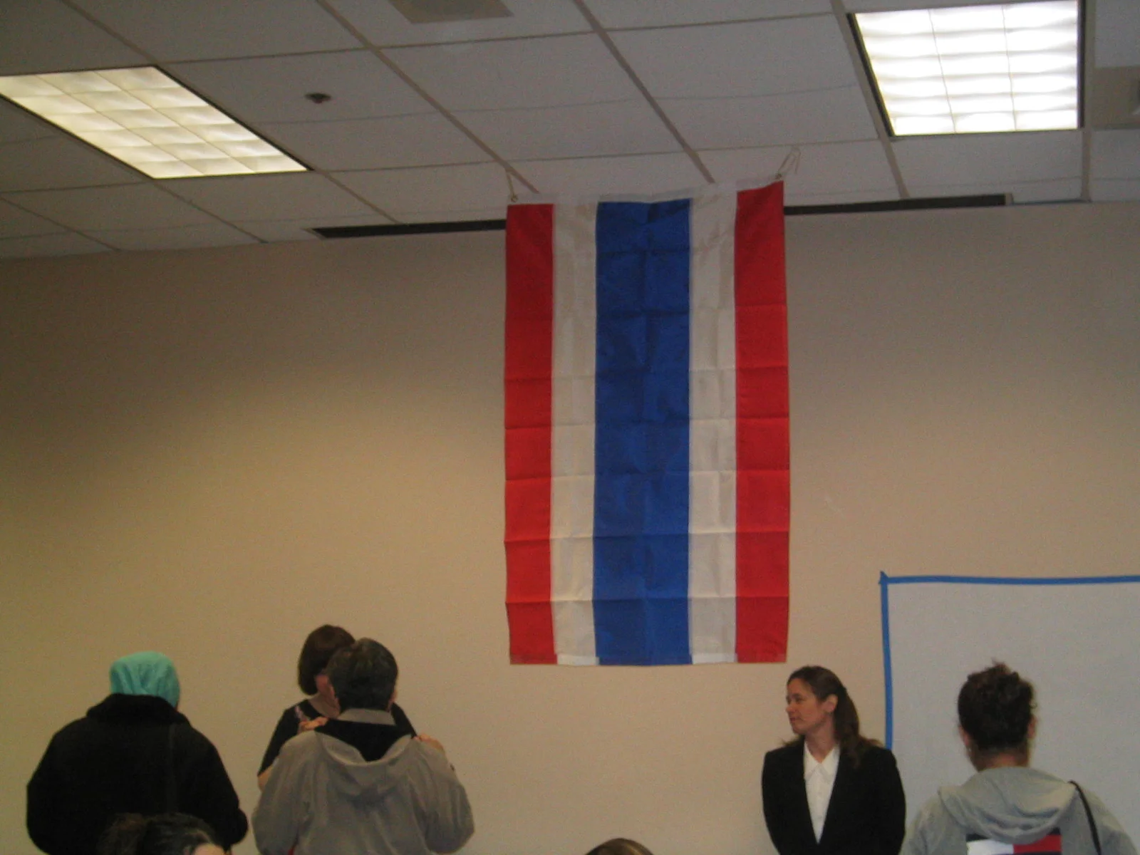 A large Thai flag graced Room 108. 