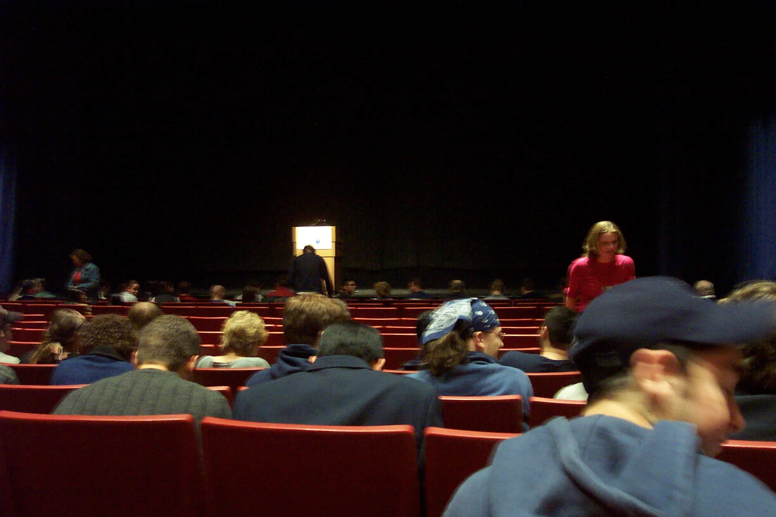The Eisenhower auditorium bristled with activity as people lined up to see Howard Dean.