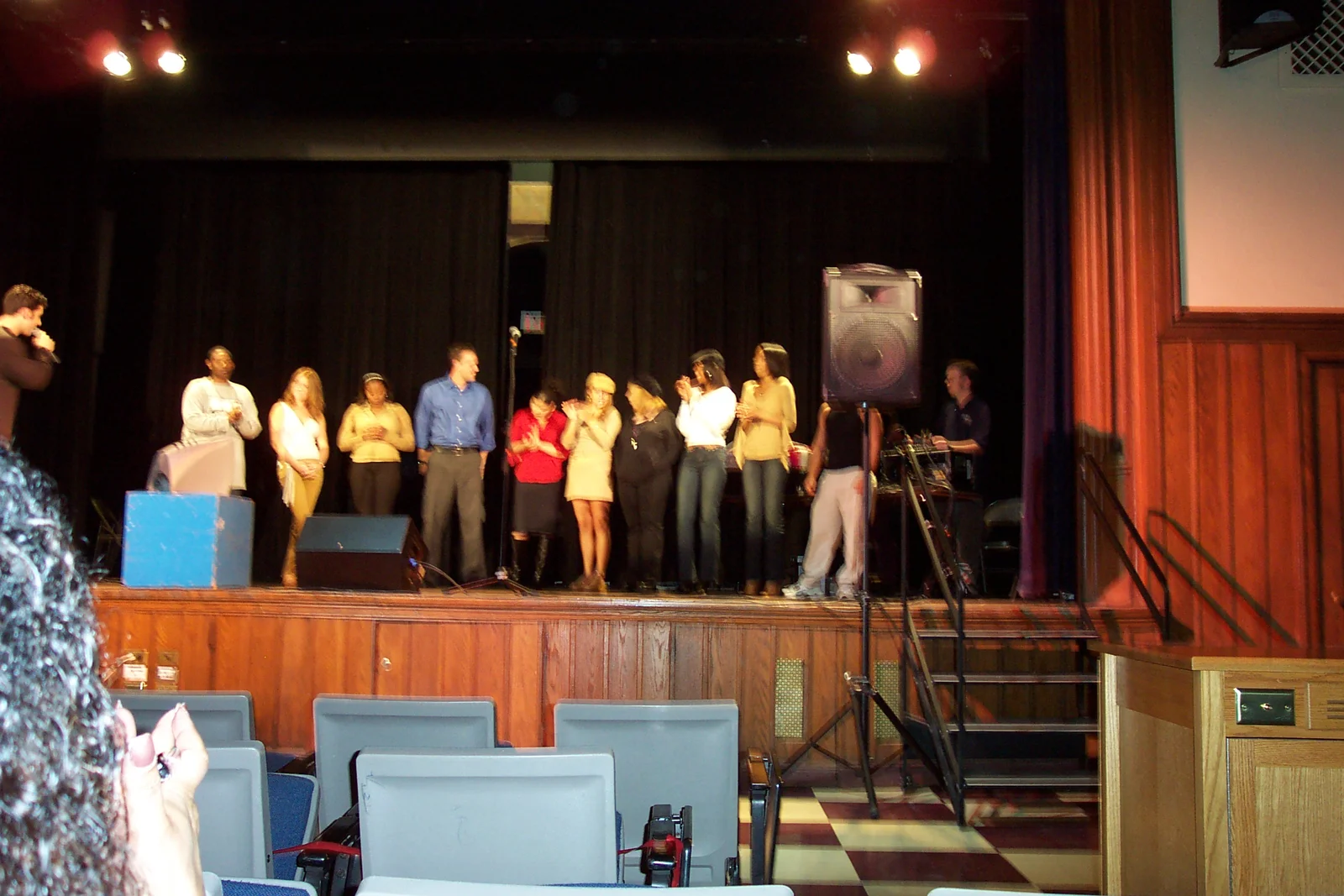 The contestants line up on stage for a final rendition of "The Star Spangled Banner."