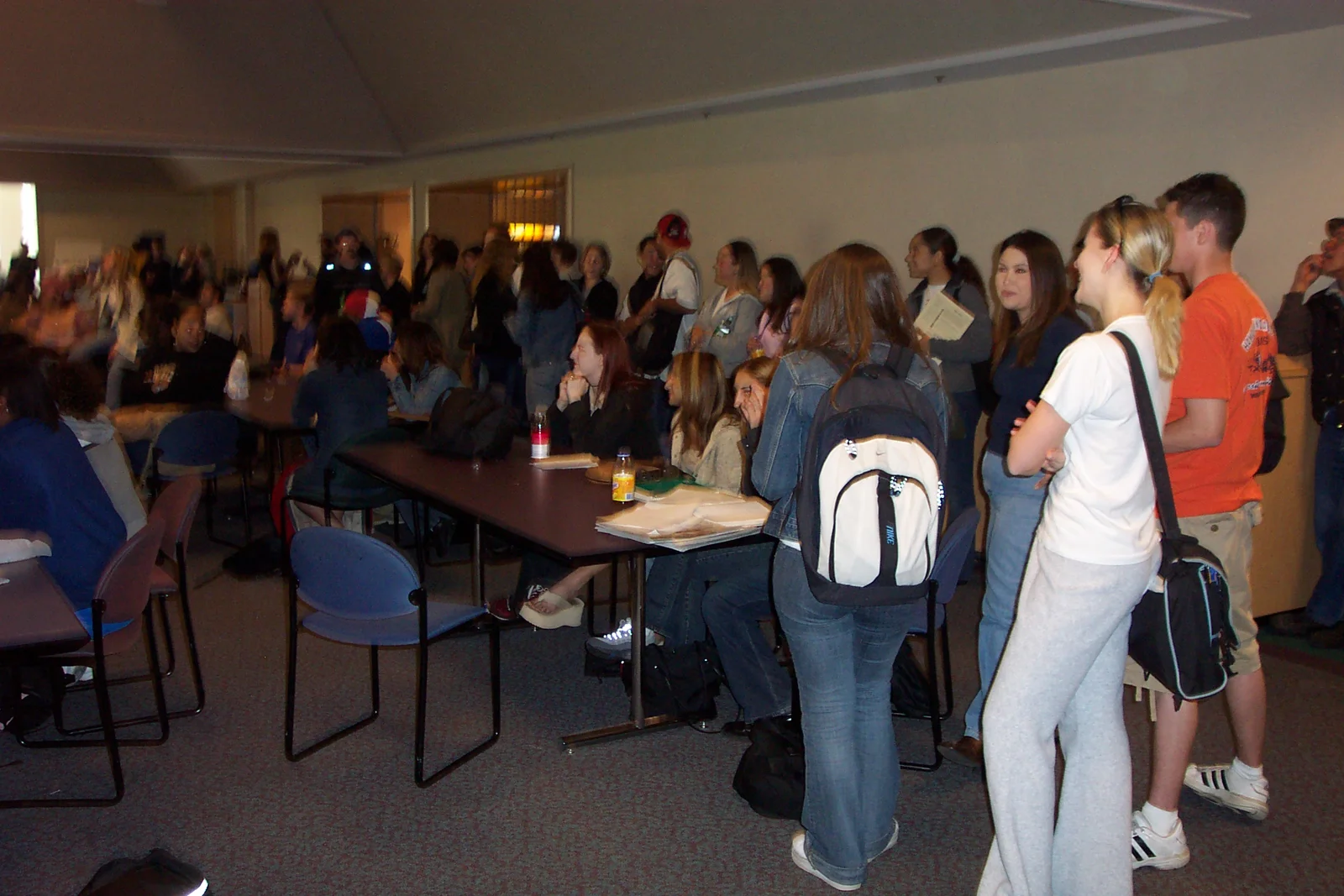 So many students wanted to watch the festivities that there weren't enough seats for everyone.