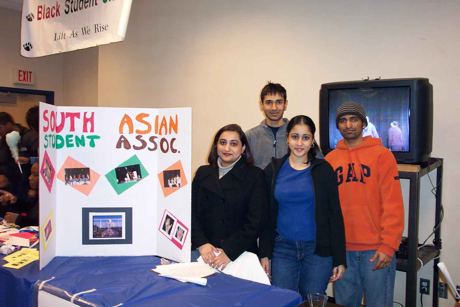 Here, President Krishna Mehta and other members of the South Asian Student Association solicit members. 