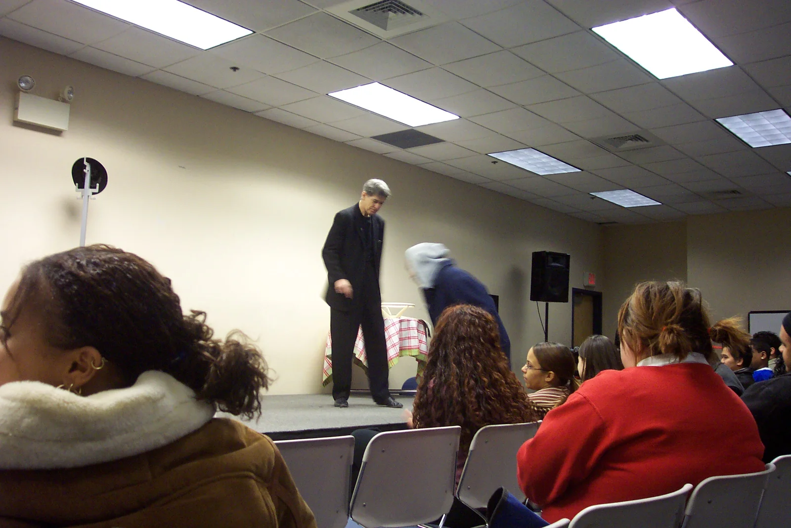 Students were invited to volunteer at several points during the program.