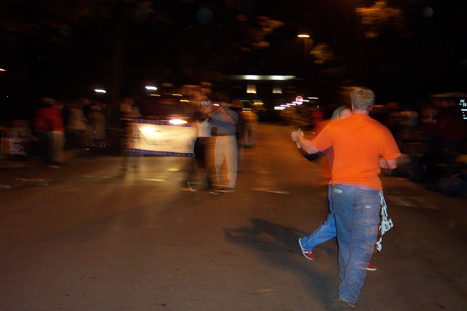 As you can see in this blurred picture, a member of the fraternity behind the club joined in.