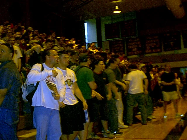 As the students got up to leave, many stayed to introduce themeslves to Jim from "Half Baked."