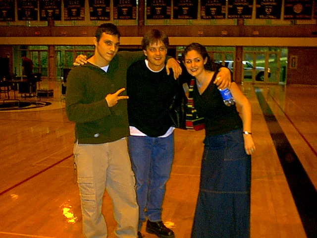 Soroosh Hashemi and Ashley Martin hang out with Jim after his comedy routine. 