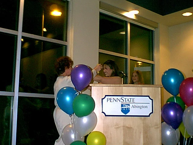 Carol DeBunda is congratulated by Laura Lindsey.