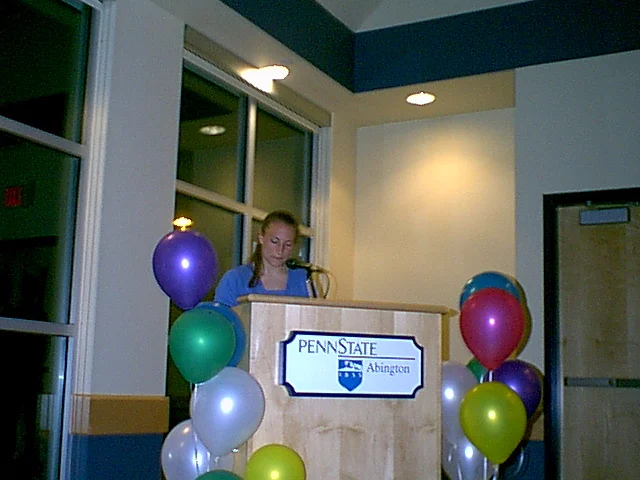 Bridget has a few words to say during the ceremony. 