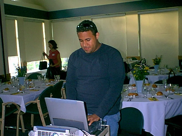 Luis Ruiz-Alomar sets up the Student Life laptop to show the annual slideshow. 