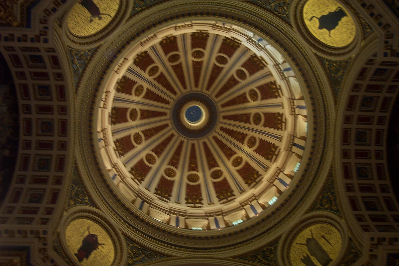 Standing in the exact center of the capitol building on the ground floor, looking straight up. 