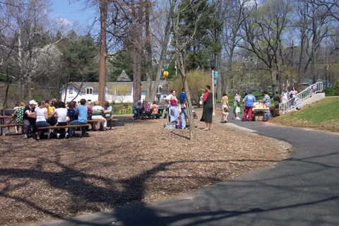 An overview of the Luau setup shows that the entire duck pond area was occupied.