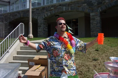 Don Wynne worships the perfect weather for his Luau event.