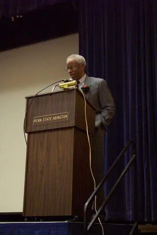 Guy Bluford stepped to the microphone for the first time to a round of applause.