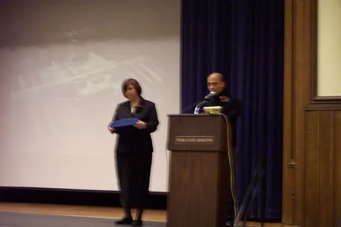 At the end of the program, two faculty members presented citizenship awards to Abington students.