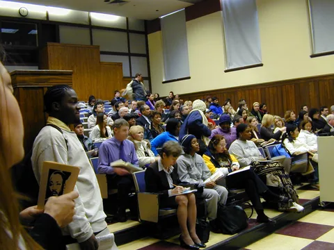 The back of the auditorium, at a different point in the ceremony.