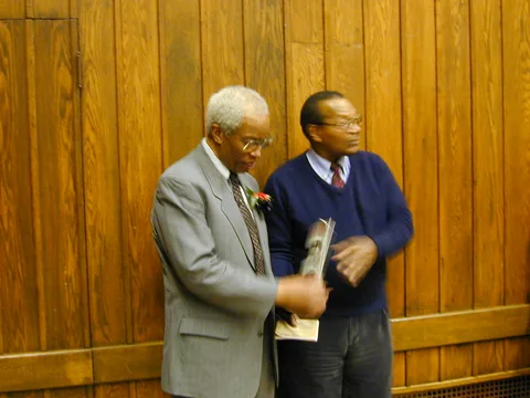 Dr. Bluford stands with an assistant who helped make the day possible.