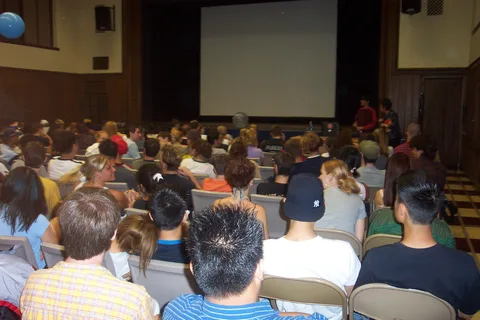 Students waited in the auditorium for the presentation to begin. 