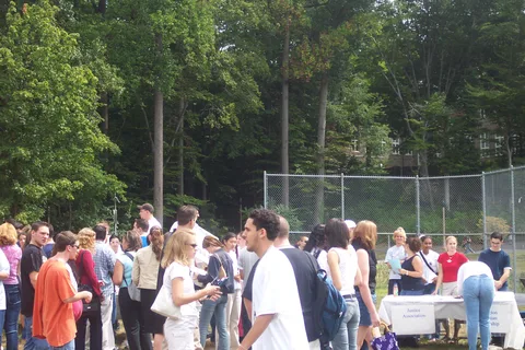 The intramural field was the center of activity for the second half of the day. 