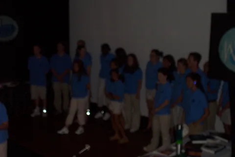 At the conclusion to the day, all of the orientation leaders are invited onstage.