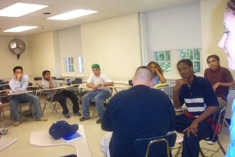 Half of Ashley Martin's face is visible in her one-on-one session, held in room 211 Sutherland.