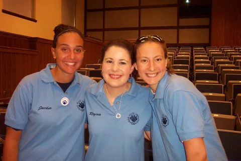 Jackie Egitto, Regina Fetterolf, and Bridget Daly smile before getting down to business. 