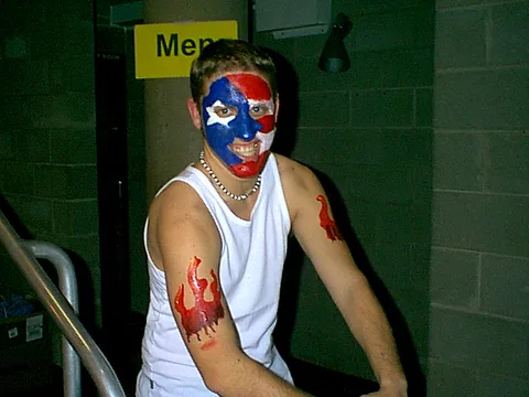 "Dirty" Dane Zdunowski's face paint, shown here, was gone three seconds into the match.