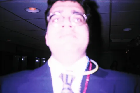 Ninad Pendharkar seems like he's ready to scare someone with his Gollum impression. 