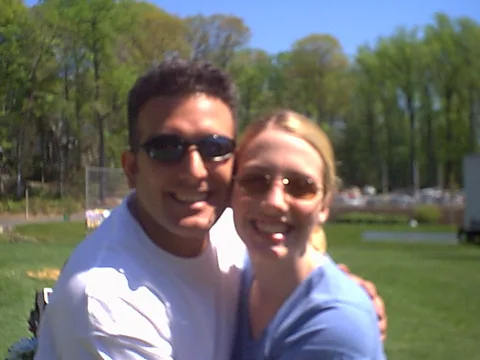 Jason Bozzone and Kristina Amodei pose with their matching sunglasses.