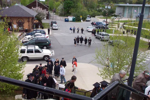 Reminiscent of Penn State Abington's campus, these stairs lead up from the parking lot to the stadium. 